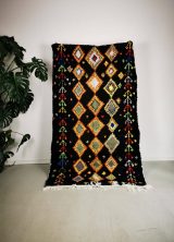 Ayda Veganer Berber Teppich, handgeknüpft, Schwarz gelbgrün